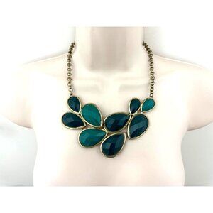 GREEN TEARDROP STATEMENT NECKLACE Jewelry Beaded Wedding Christmas Holiday Party
